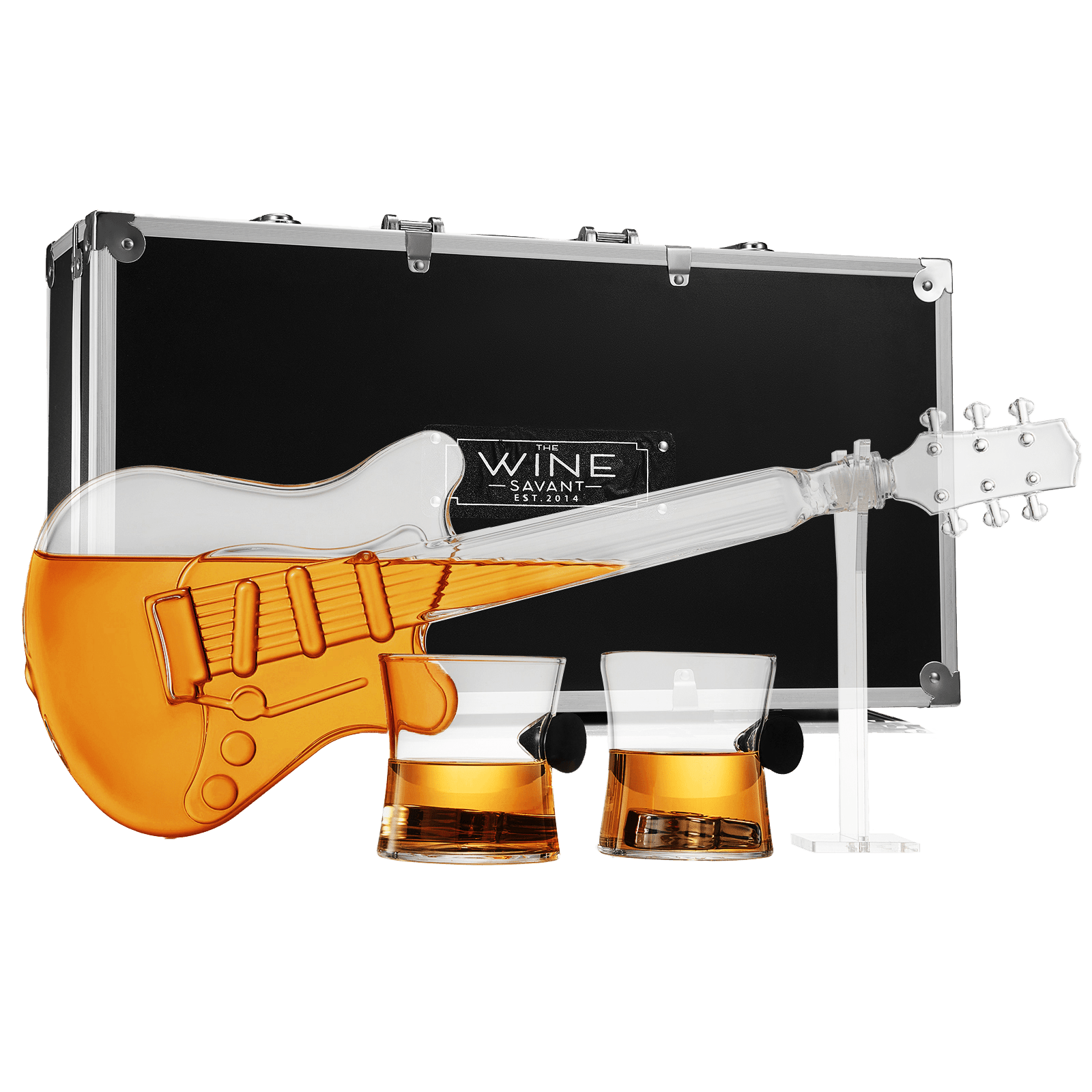 Electric Guitar Whiskey & Wine 34 Oz. Decanter With 2 Pick Whiskey Glasses - POPvault