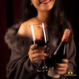 Elegant Crystal Straight Edge Design - Set of 4 Wine Glasses (15oz) - POPvault