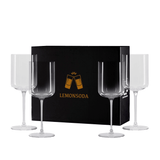 Elegant Crystal Straight Edge Design - Set of 4 Wine Glasses (15oz) - POPvault