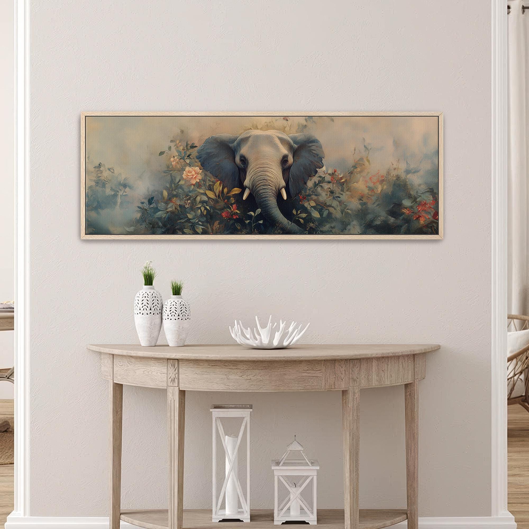 Elephant In Bloom Wall Art - Moody Canvas Art - POPvault