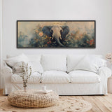 Elephant In Bloom Wall Art - Moody Canvas Art - POPvault