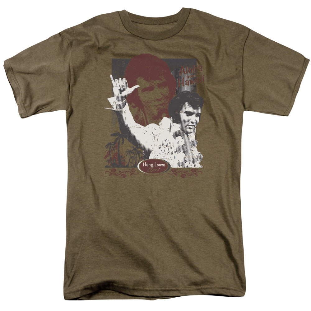 Elvis Presley Aloha Hang Loose Mens T Shirt Safari Green Officially Licensed - POPvault