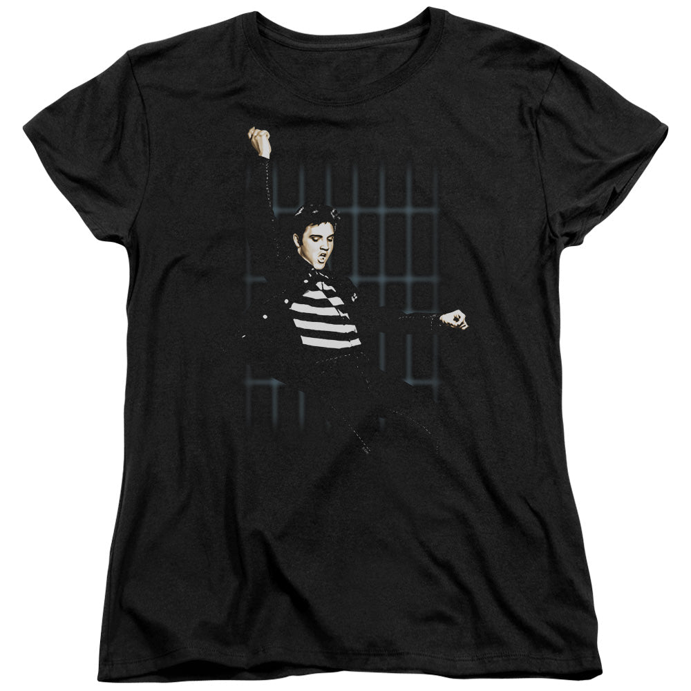 Elvis Presley Blue Bars Womens T Shirt Black Officially Licensed - POPvault