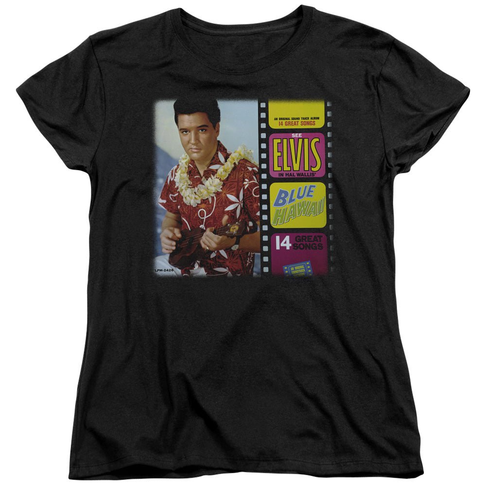 Elvis Presley Blue Hawaii Album Womens T Shirt Black Officially Licensed - POPvault