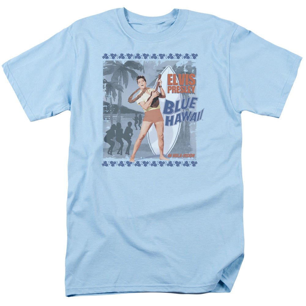 Elvis Presley Blue Hawaii Poster Mens T Shirt Light Blue Officially Licensed - POPvault