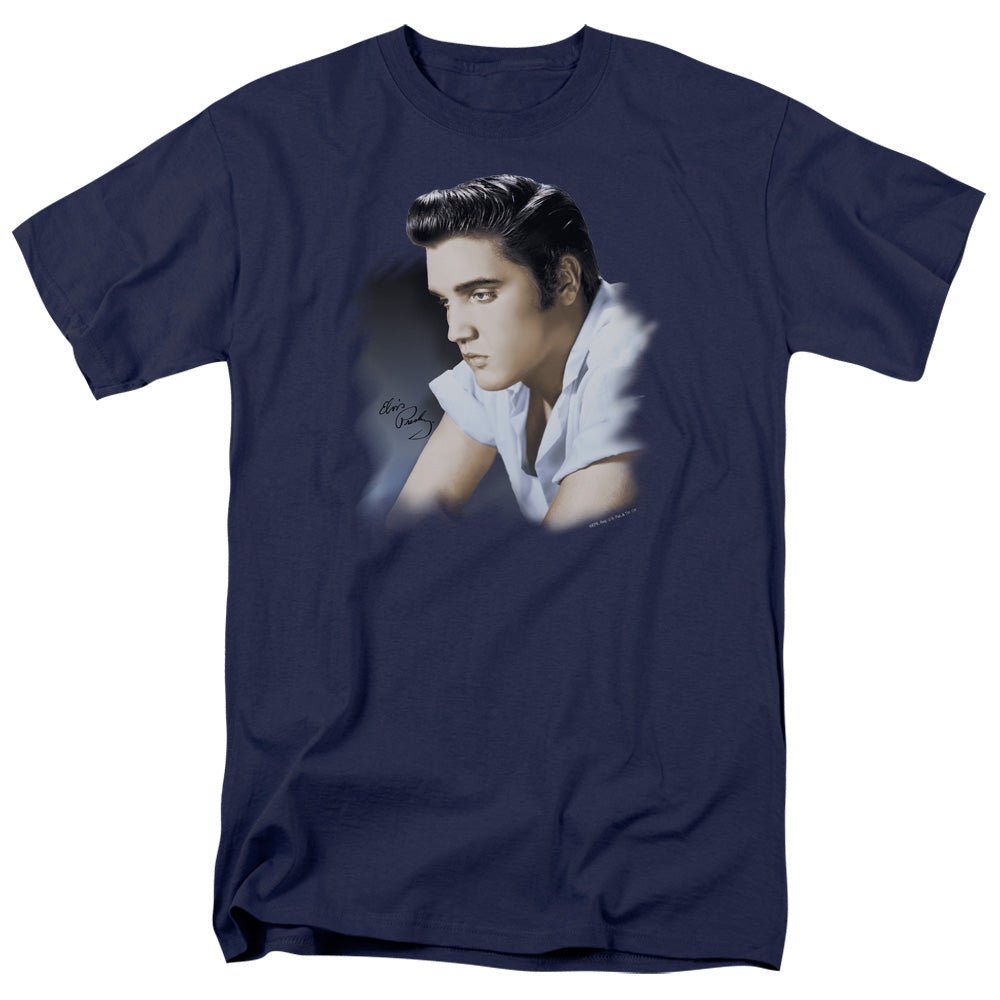 Elvis Presley Blue Profile Mens T Shirt Navy Blue Officially Licensed - POPvault