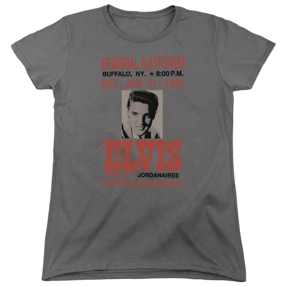 Elvis Presley Buffalo 1956 Womens T Shirt Charcoal Officially Licensed - POPvault