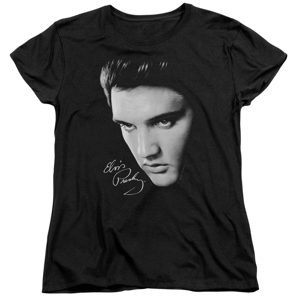Elvis Presley Face Womens T Shirt Black - POPvault
