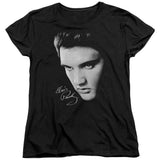 Elvis Presley Face Womens T Shirt Black - POPvault