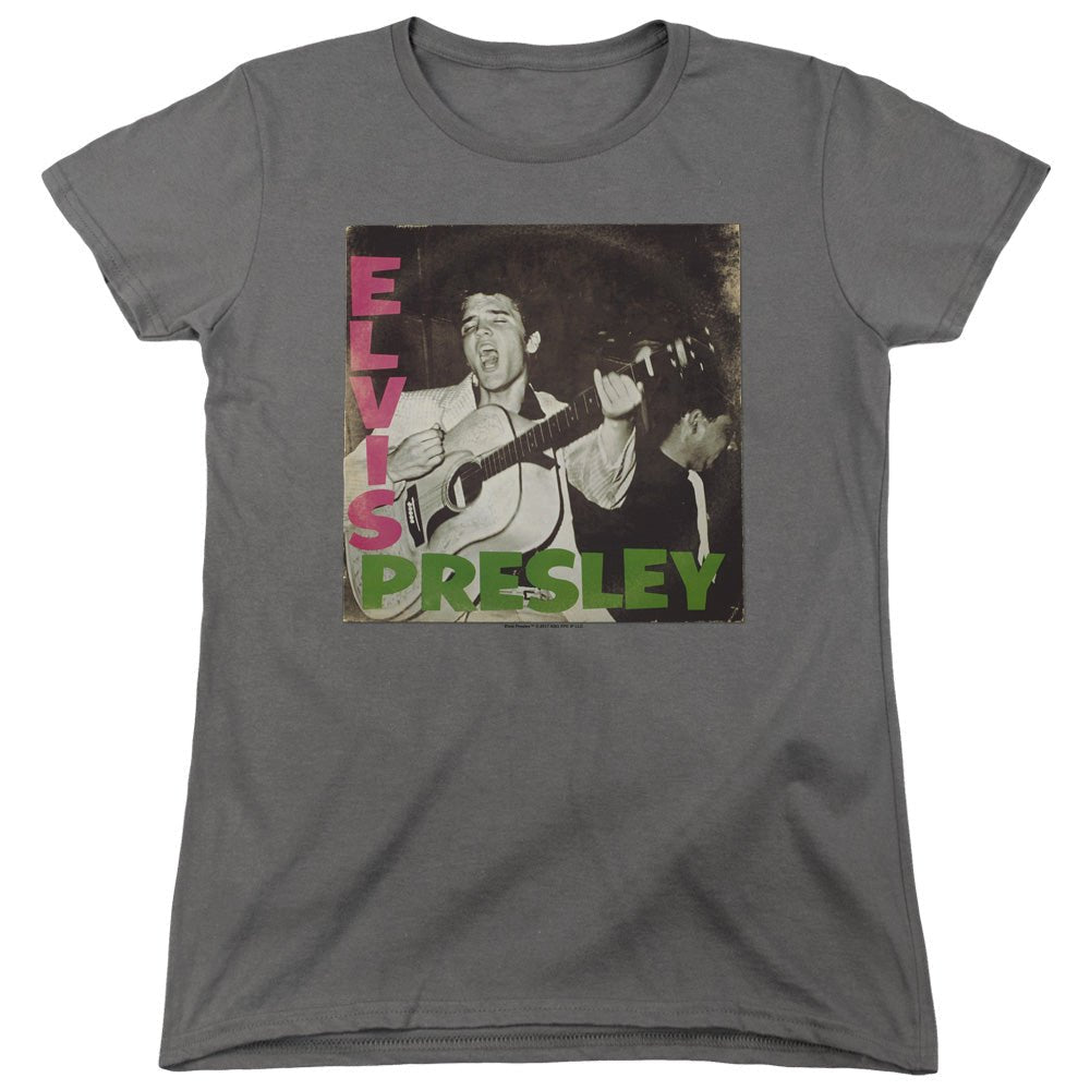 Elvis Presley First Lp Womens T Shirt Charcoal Officially Licensed - POPvault