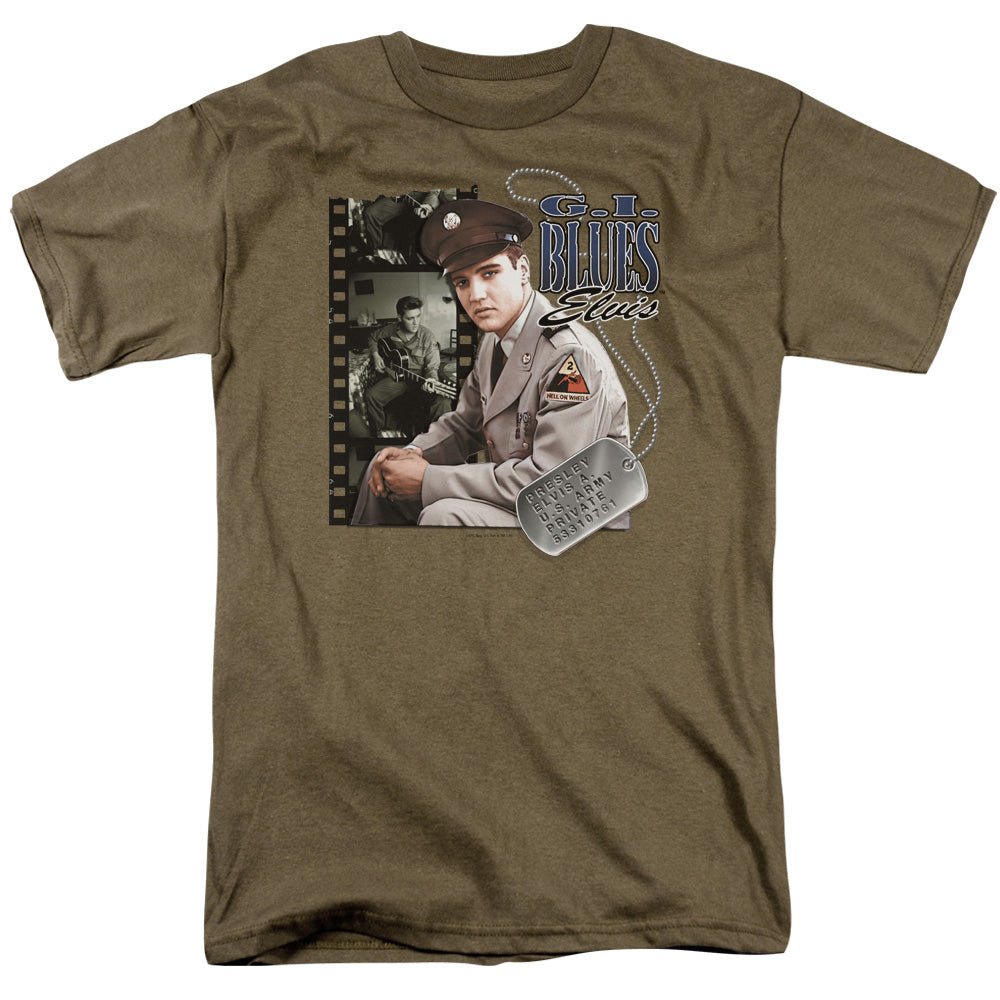 Elvis Presley Gi Blues Mens T Shirt Safari Green - POPvault