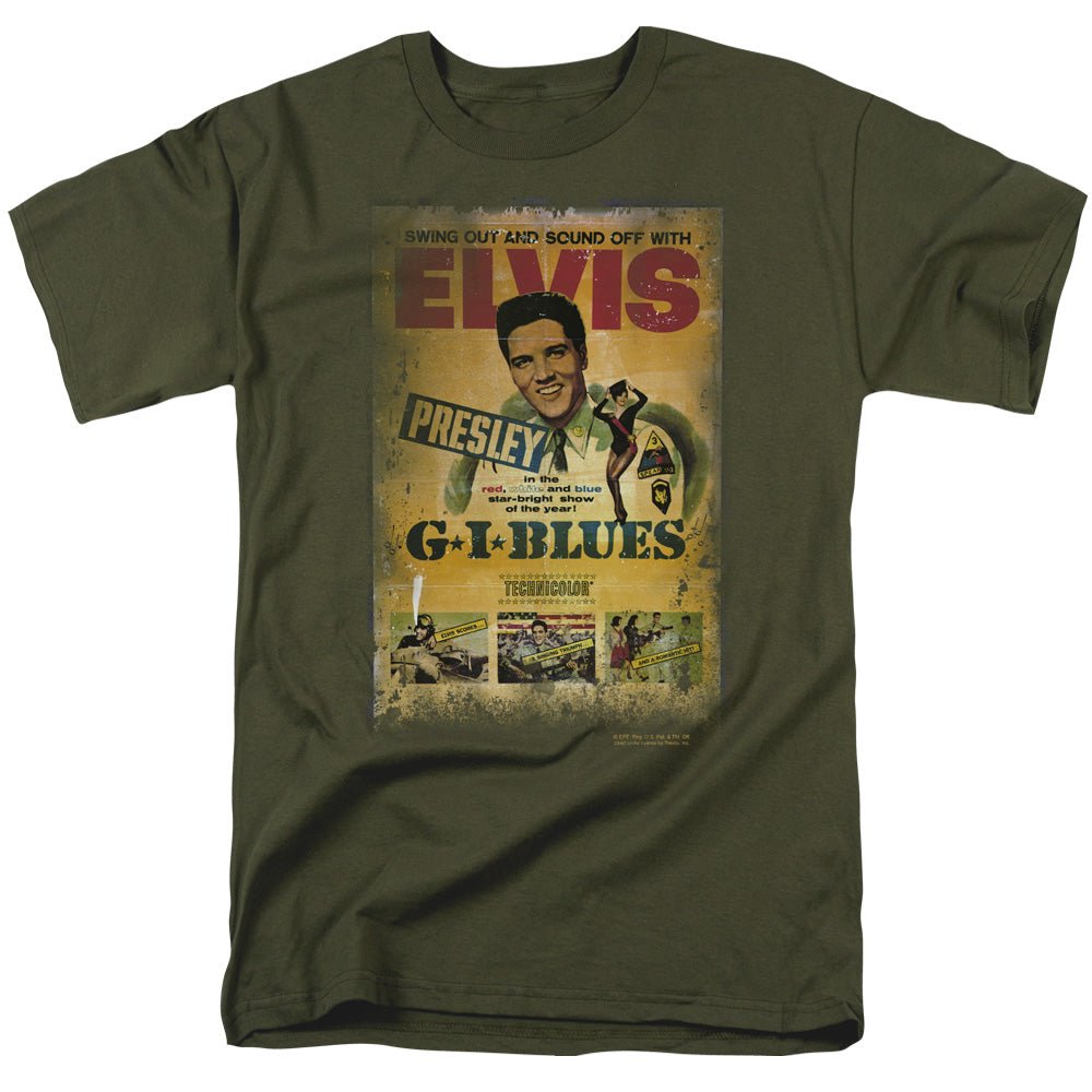 Elvis Presley Gi Blues Poster Mens T Shirt Military Green Officially Licensed - POPvault