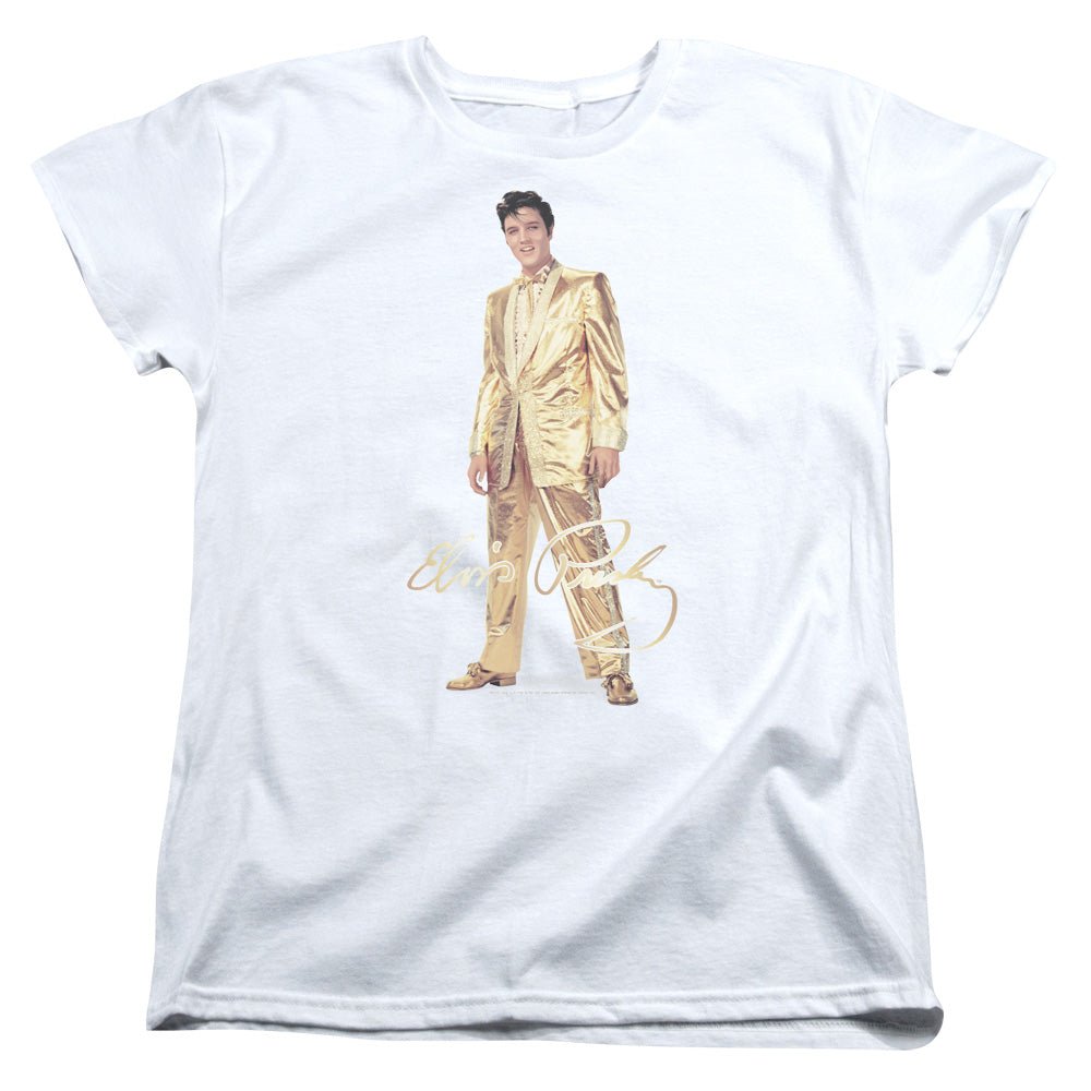Elvis Presley Gold Lame Suit Womens T Shirt White Officially Licensed - POPvault
