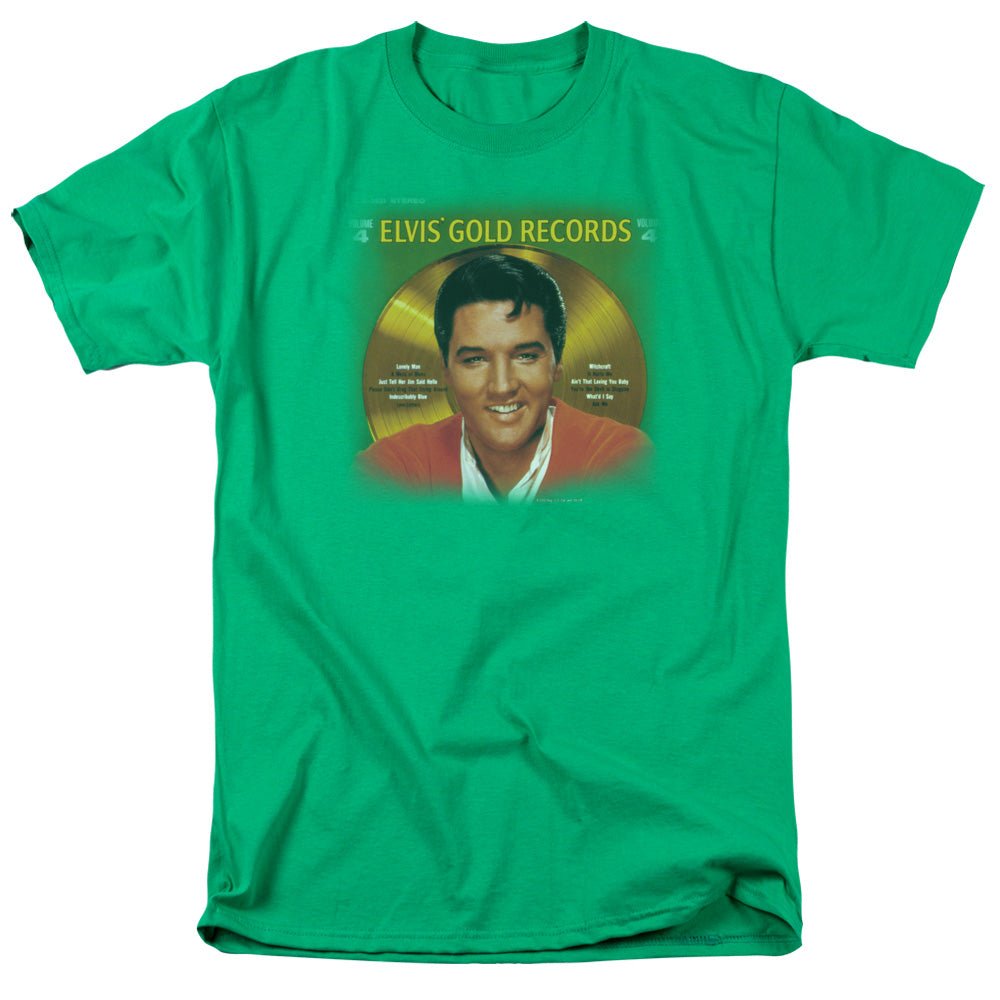 Elvis Presley Gold Records Mens T Shirt Kelly Green Officially Licensed - POPvault