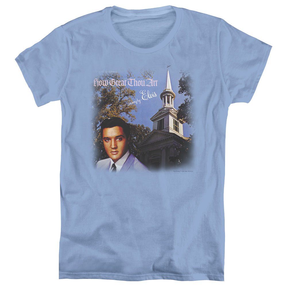 Elvis Presley How Great Thou Art Womens T Shirt Carolina Blue Officially Licensed - POPvault