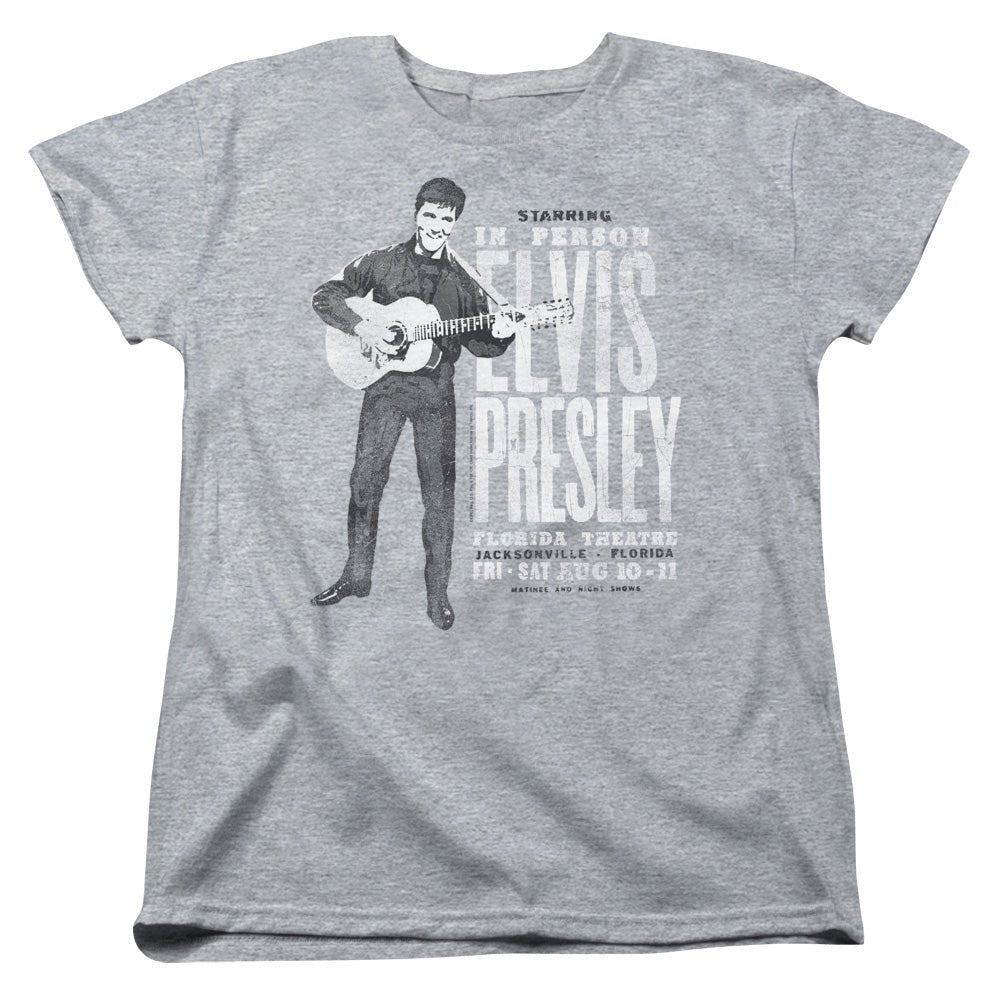 Elvis Presley in Person Womens T Shirt Athletic Heather Officially Licensed - POPvault