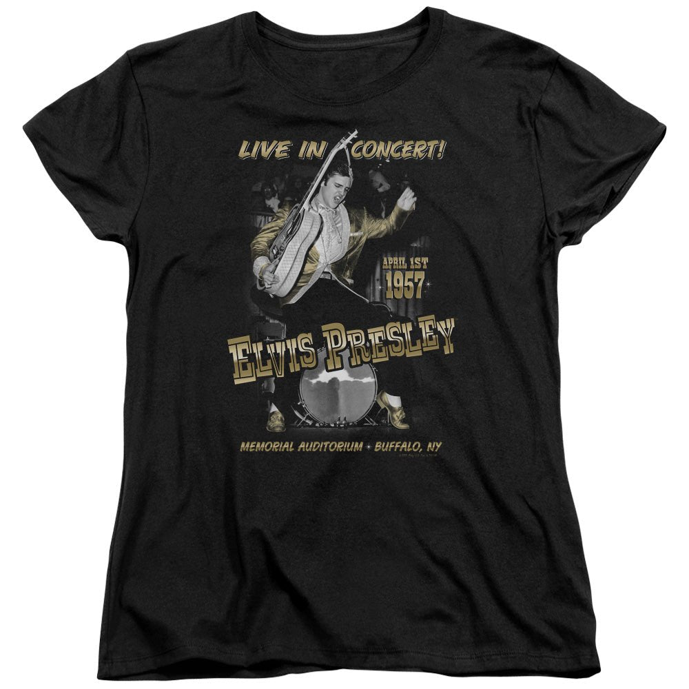 Elvis Presley Live in Buffalo Womens T Shirt Black Officially Licensed - POPvault