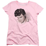 Elvis Presley Looking Down Womens T Shirt Pink Officially Licensed - POPvault