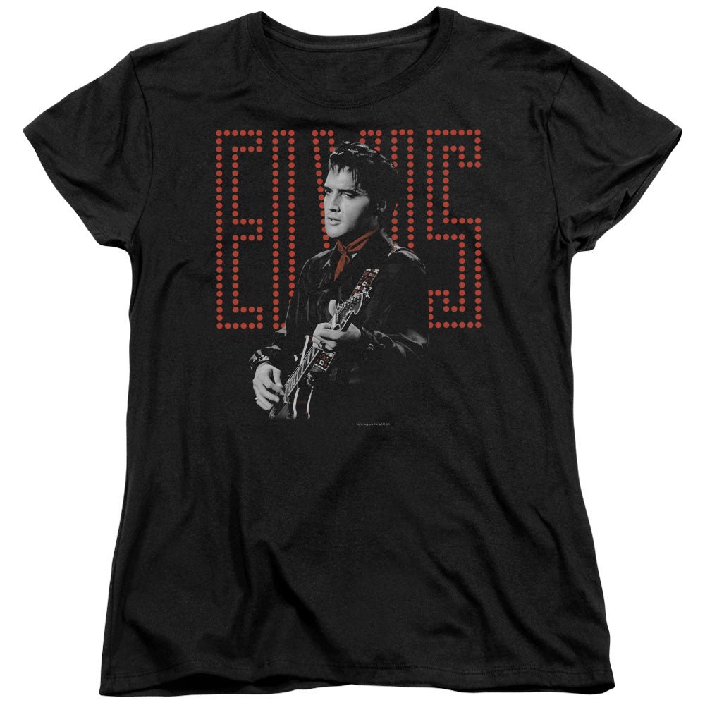 Elvis Presley Red Guitarman Womens T Shirt Black Officially Licensed - POPvault