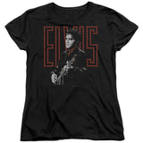 Elvis Presley Red Guitarman Womens T Shirt Black Officially Licensed - POPvault