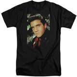 Elvis Presley Red Scarf Mens Tall T Shirt Black - POPvault