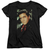 Elvis Presley Red Scarf Womens T Shirt Black - POPvault