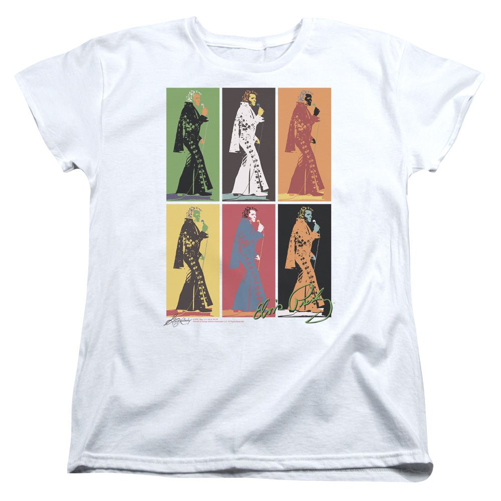 Elvis Presley Retro Boxes Womens T Shirt White Officially Licensed - POPvault