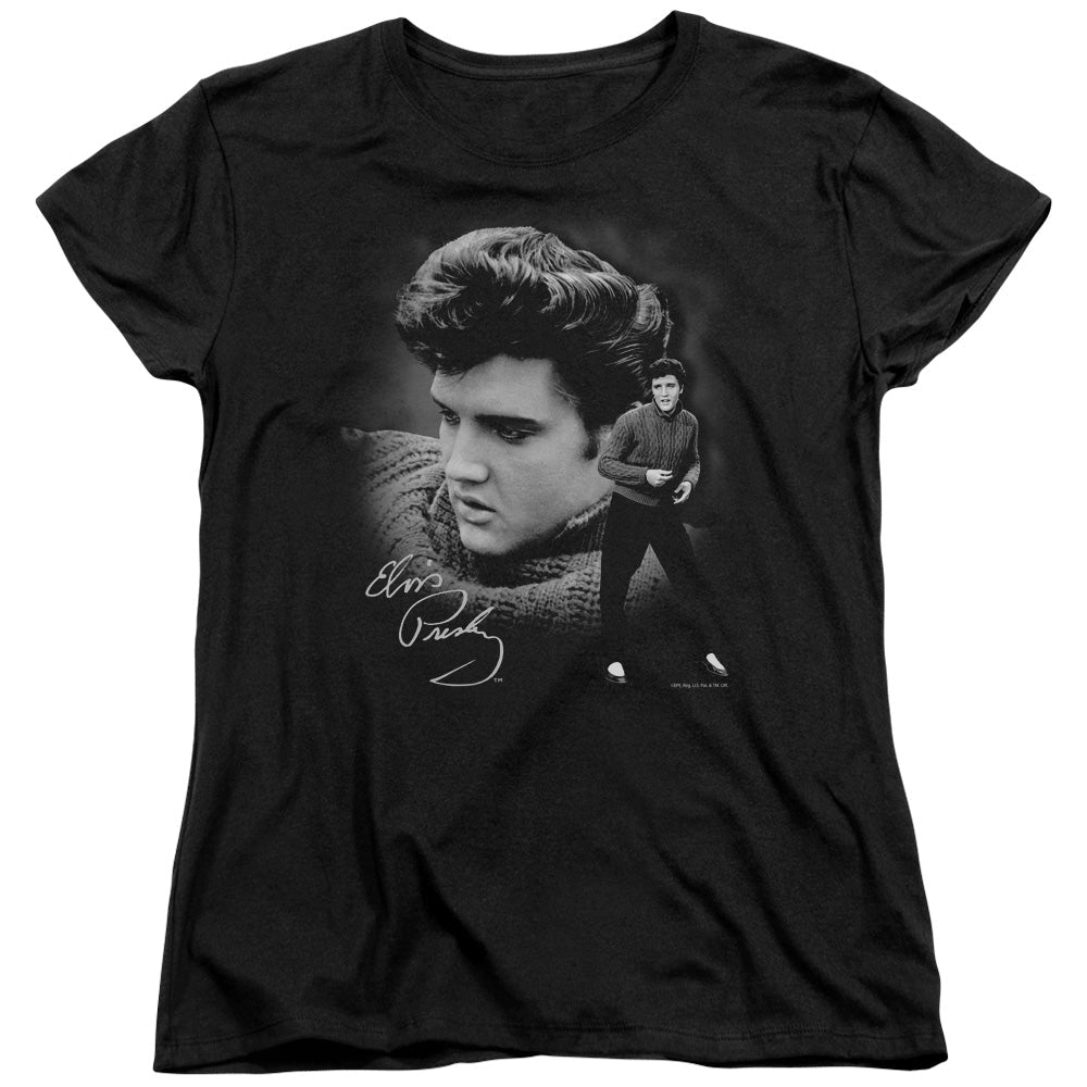 Elvis Presley Sweater Womens T Shirt Black - POPvault