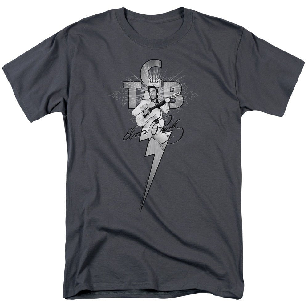 Elvis Presley Tcb Ornate Mens T Shirt Charcoal Officially Licensed - POPvault