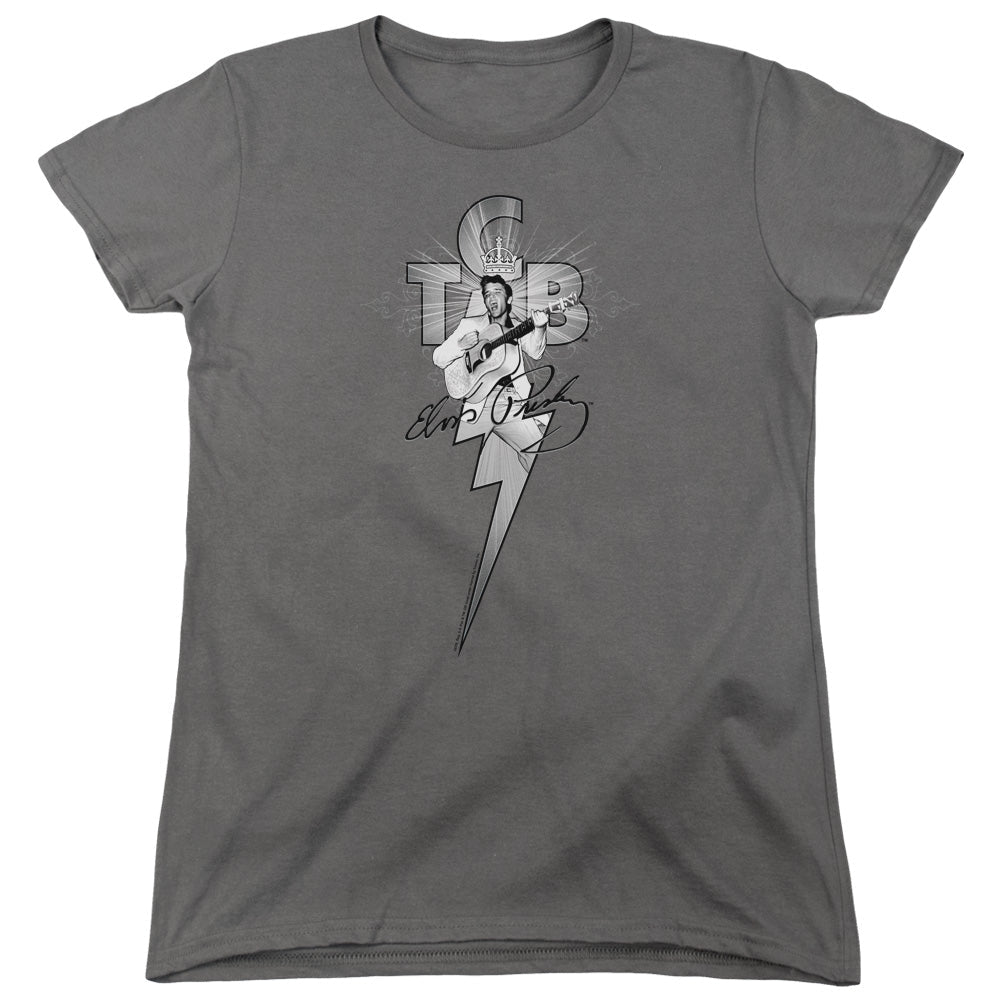 Elvis Presley Tcb Ornate Womens T Shirt Charcoal Officially Licensed - POPvault