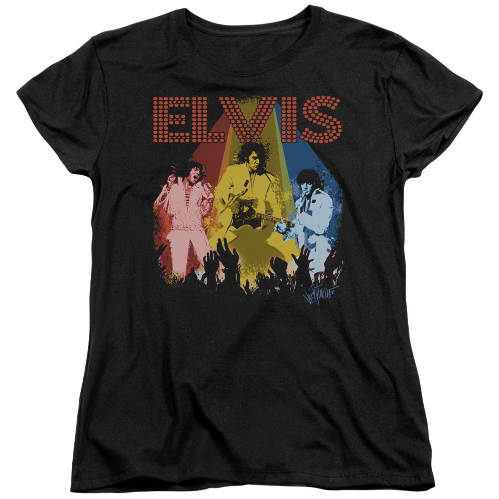 Elvis Presley Vegas Remembered Womens T Shirt Black Officially Licensed - POPvault
