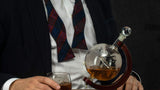 Etched World Globe 850 ml Whiskey Decanter With Antique Airplane, Whiskey Stones & 2 World Map 10 Oz. Glasses - POPvault
