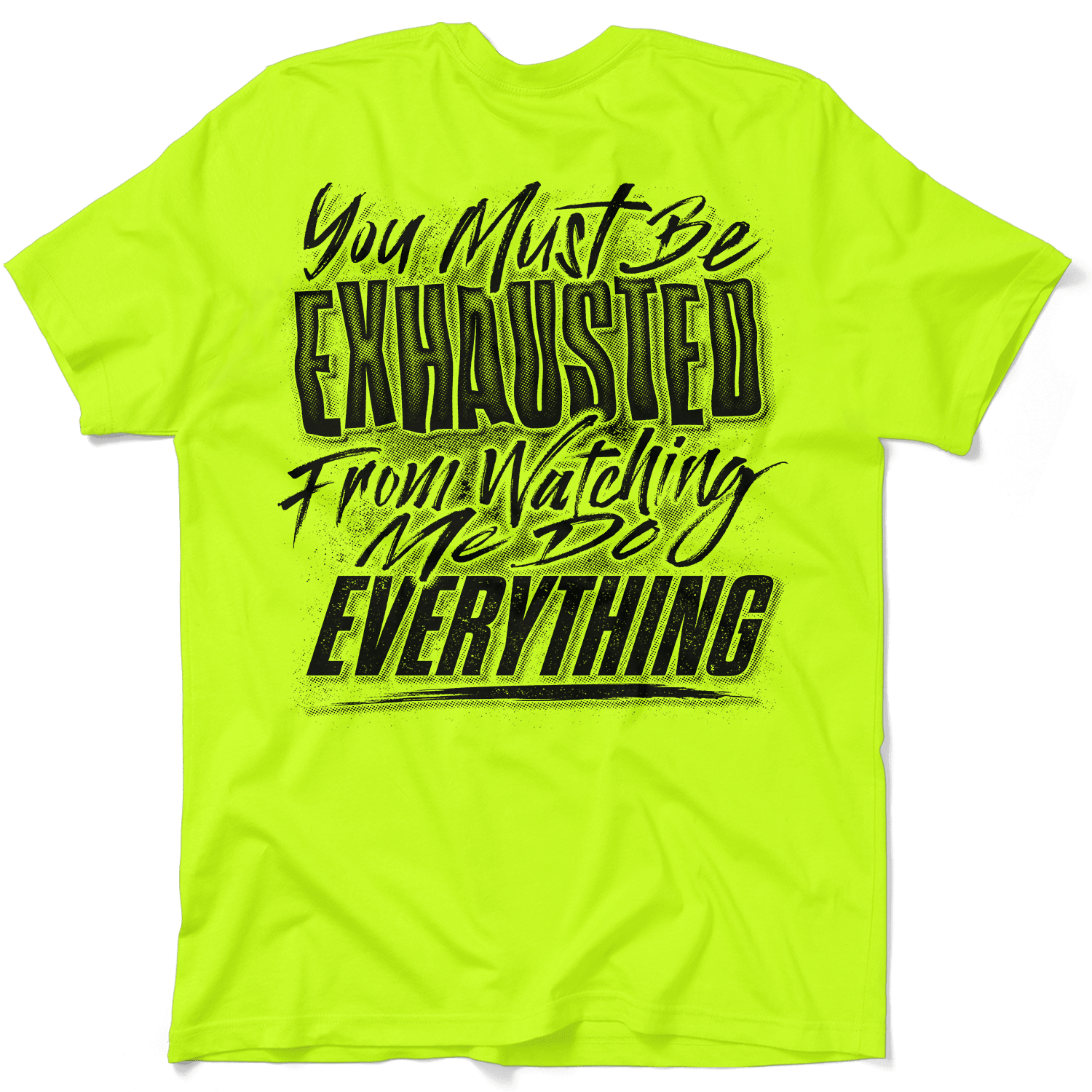 Exhausted - Safety Yellow T-Shirt - POPvault