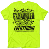 Exhausted - Safety Yellow T-Shirt - POPvault