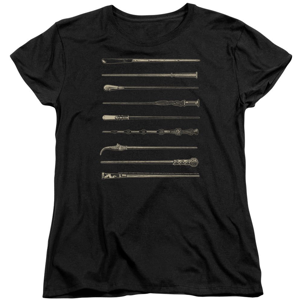 Fantastic Beasts 2 Wands Womens T Shirt Black Officially Licensed - POPvault