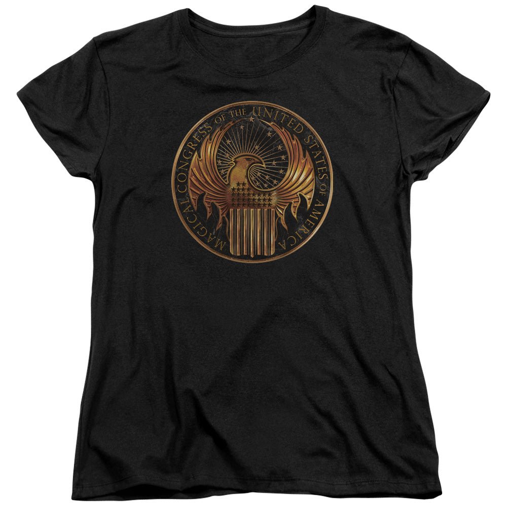 Fantastic Beasts Magical Congress Crest Womens T Shirt Black Officially Licensed - POPvault