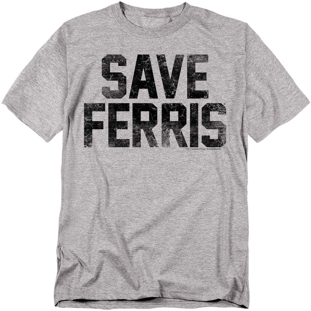 Ferris Bueller Save Ferris Mens T Shirt Athletic Heather Officially Licensed - POPvault