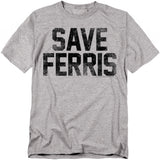 Ferris Bueller Save Ferris Mens T Shirt Athletic Heather Officially Licensed - POPvault