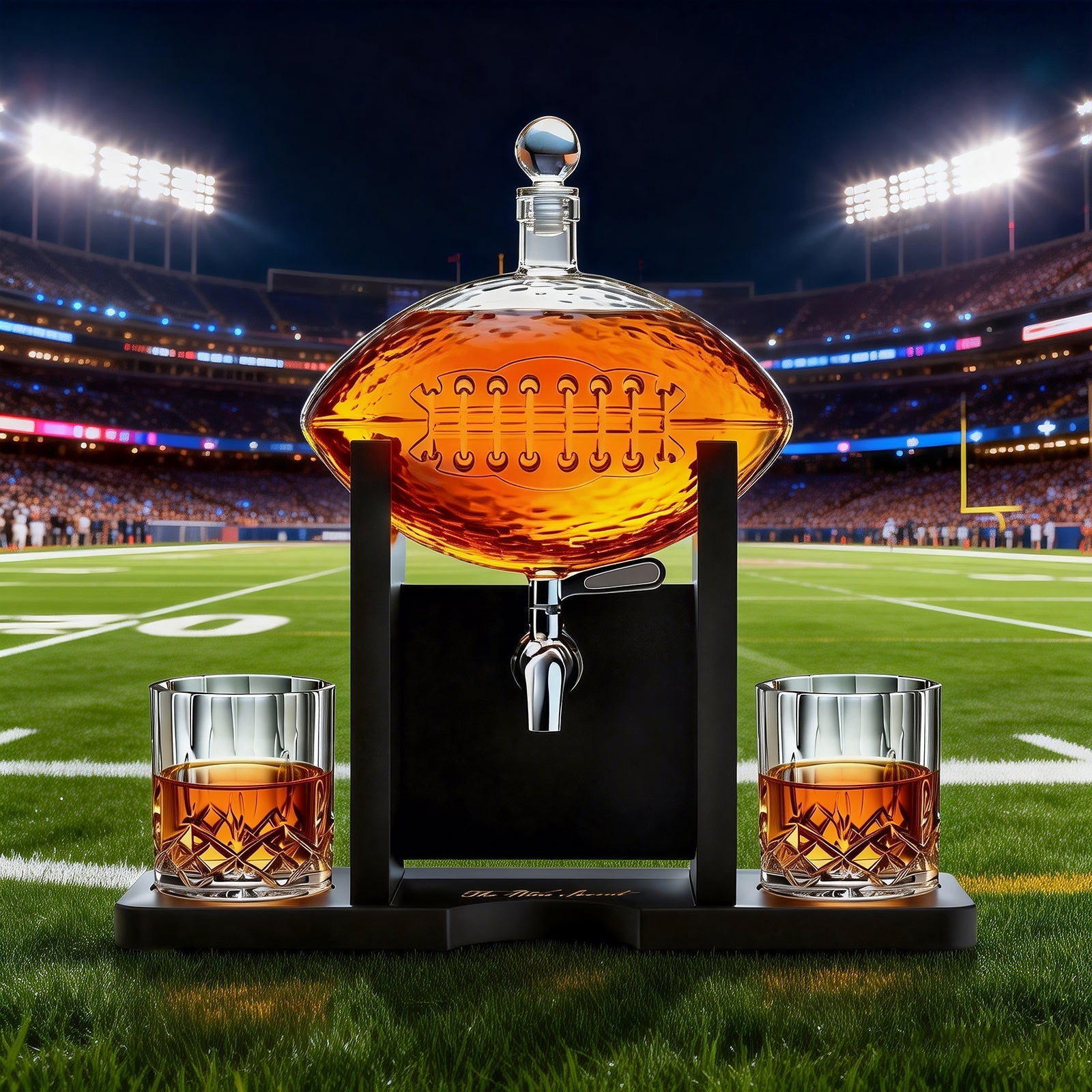 Football 1400 ml Decanter With 2 Whiskey Glasses & Chillers - POPvault