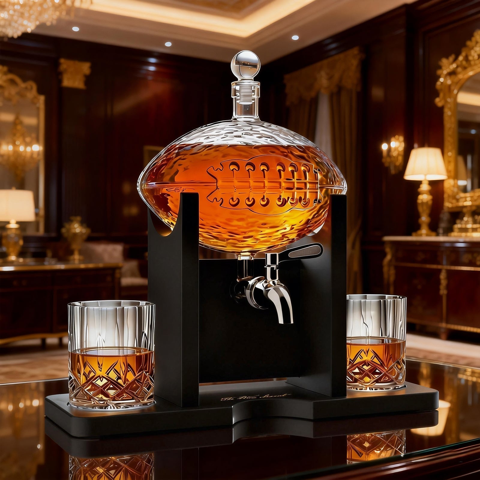 Football 1400 ml Decanter With 2 Whiskey Glasses & Chillers - POPvault