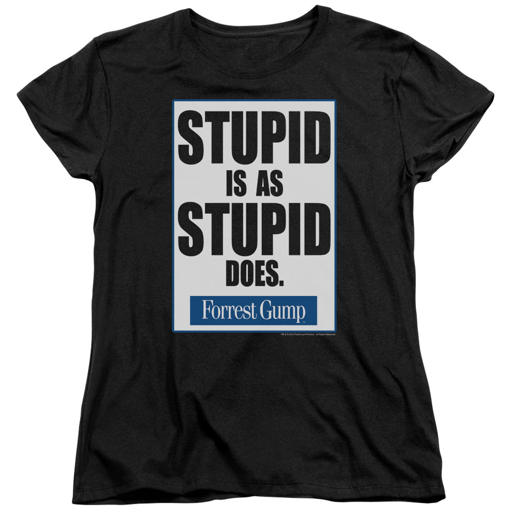 Forrest Gump Stupid Is Womens T Shirt Black Officially Licensed - POPvault