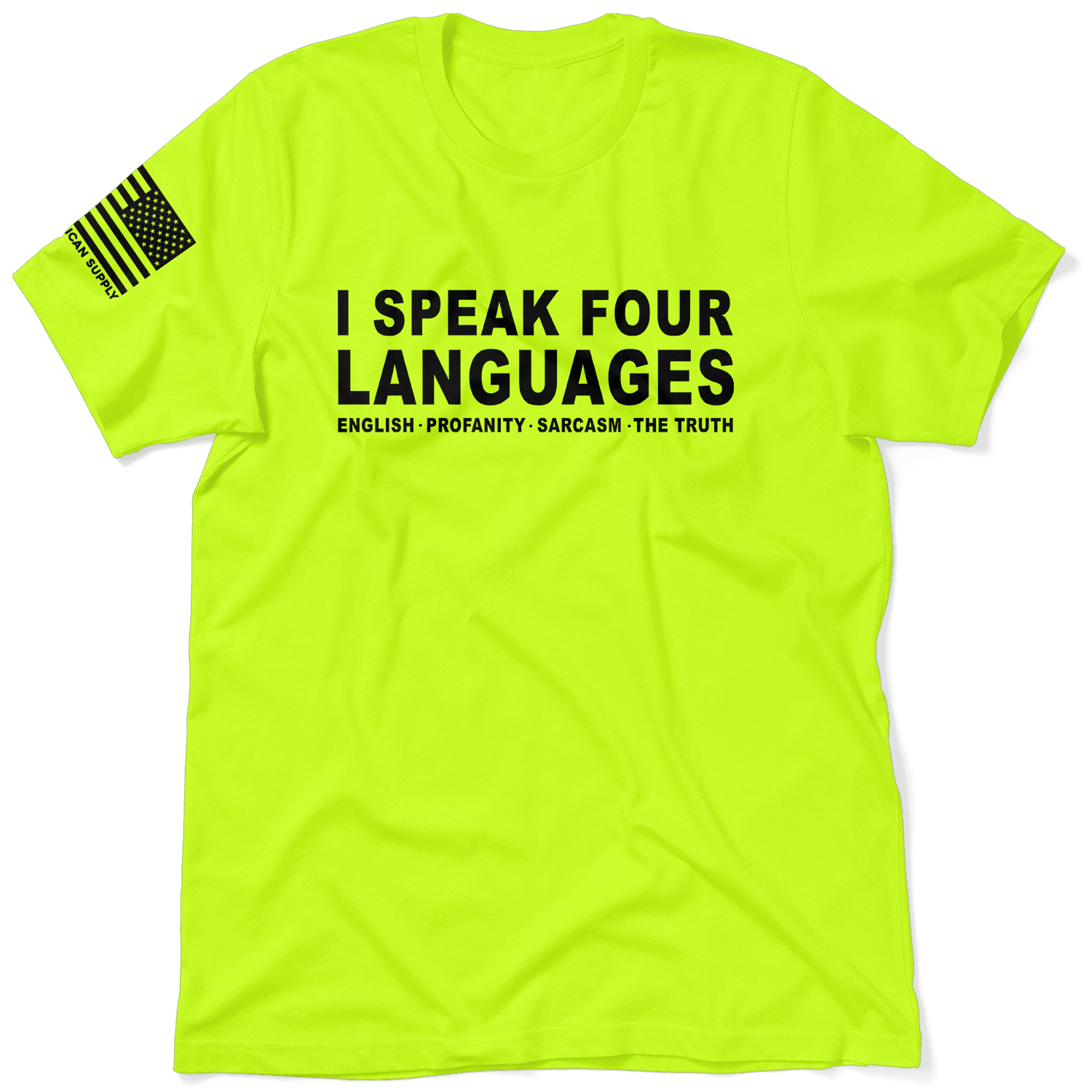 Four Languages - Safety Yellow Hi - Vis T-Shirt - POPvault