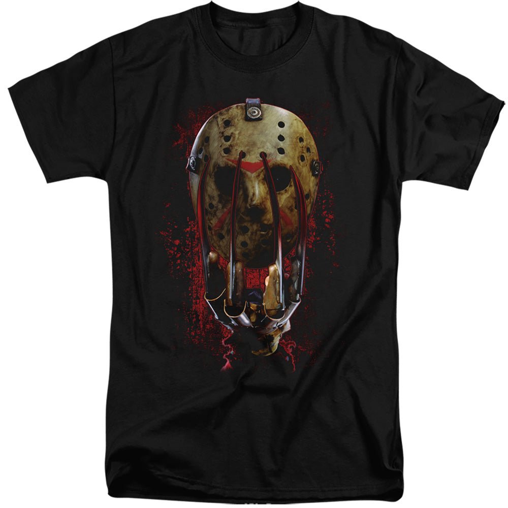 Freddy Vs Jason Mask And Claws Mens Tall T Shirt Black Officially Licensed - POPvault