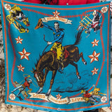 Fringe Star of the West Long Live Cowboys Blue Silk Scarf - POPvault
