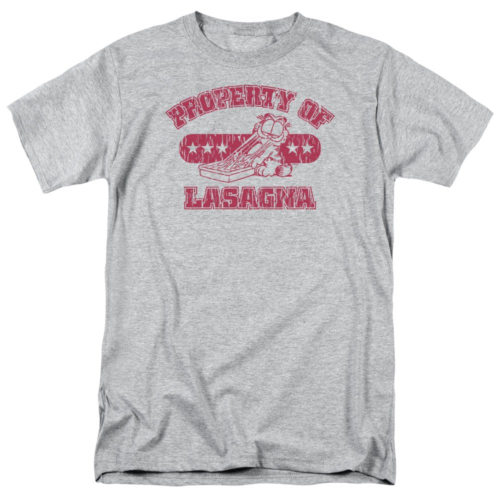 Garfield Property Of Lasagna Mens T Shirt Athletic Heather Officially Licensed - POPvault