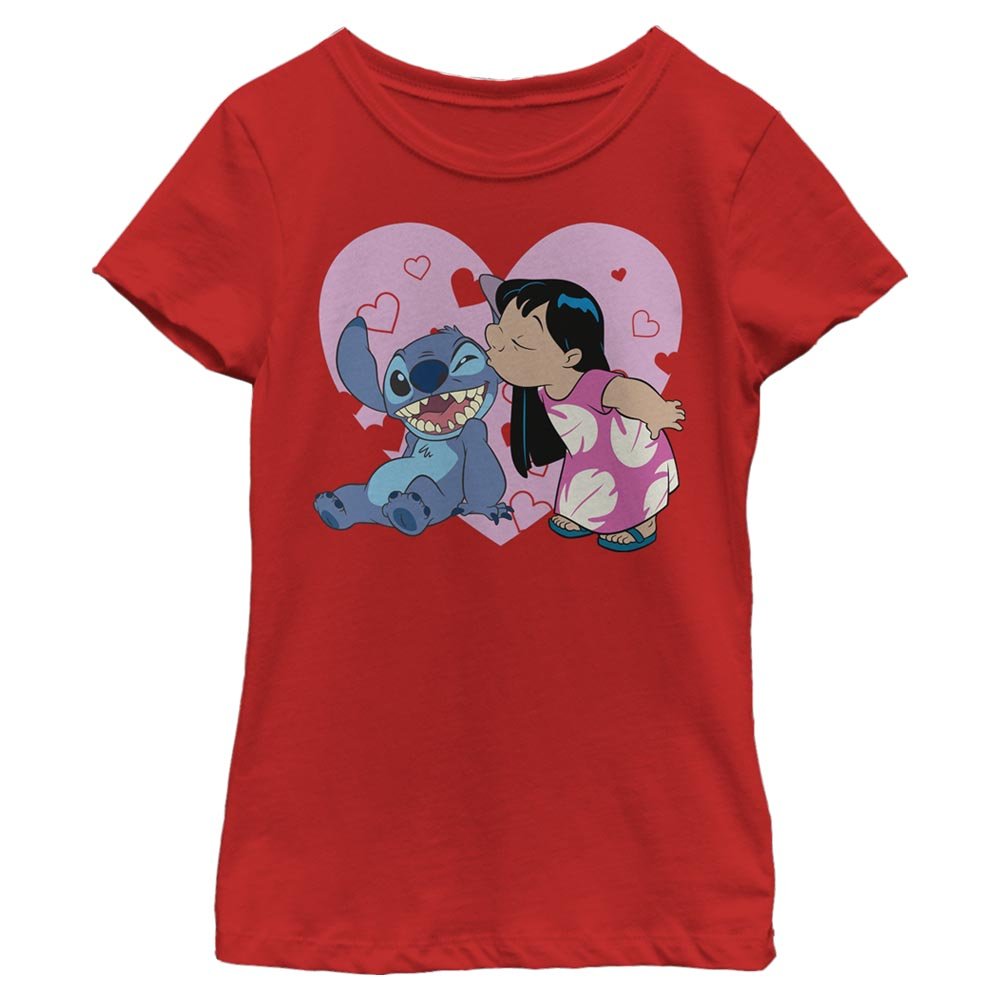 Girl's Disney Lilo And Valentines Kisses T-Shirt - POPvault