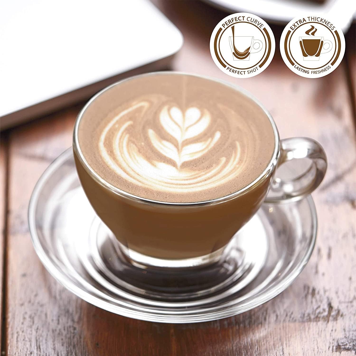 Glass Latte Cup and Saucer - 8.75oz - POPvault