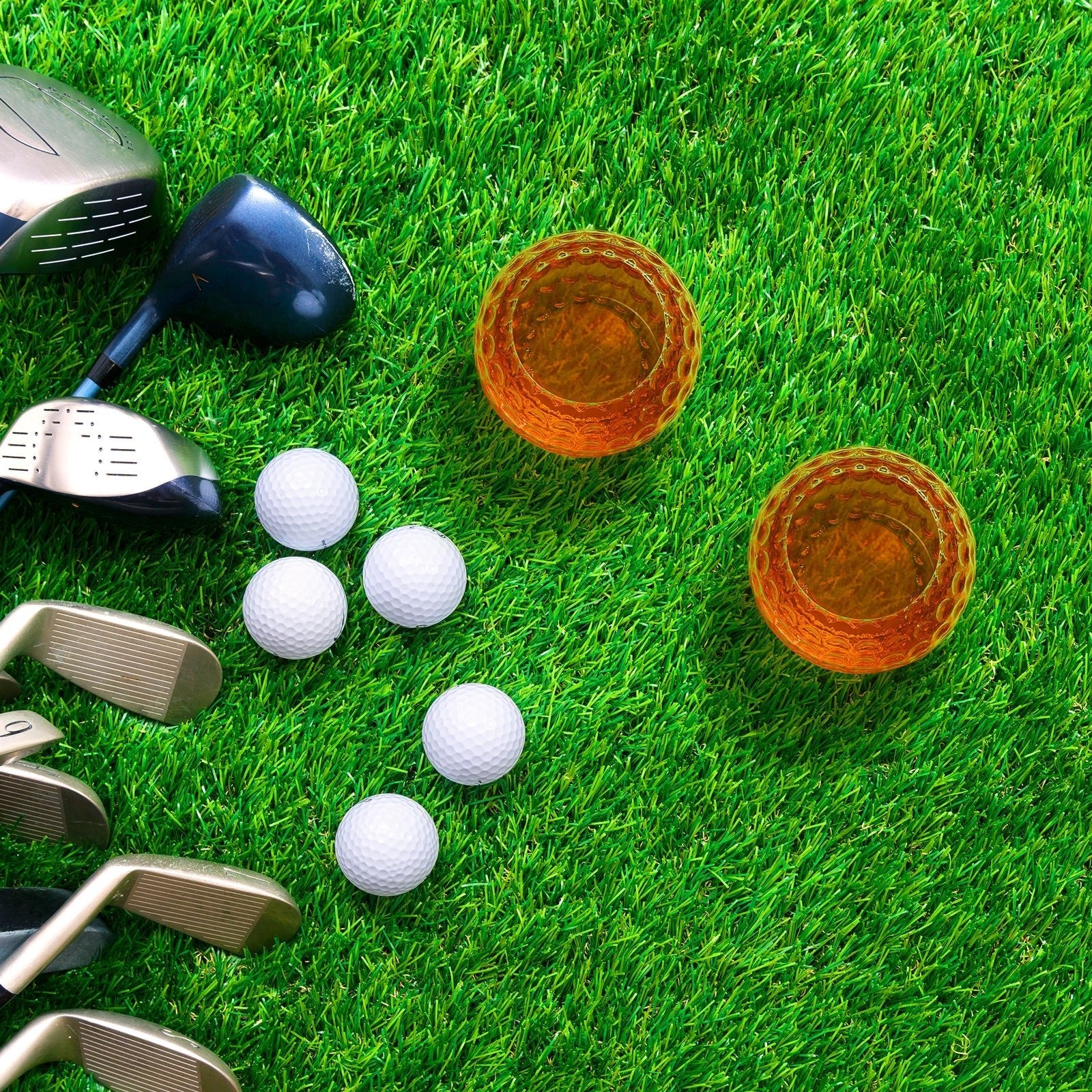 Golf Ball 15 Oz. Whiskey Glass Set of Two or Single - POPvault