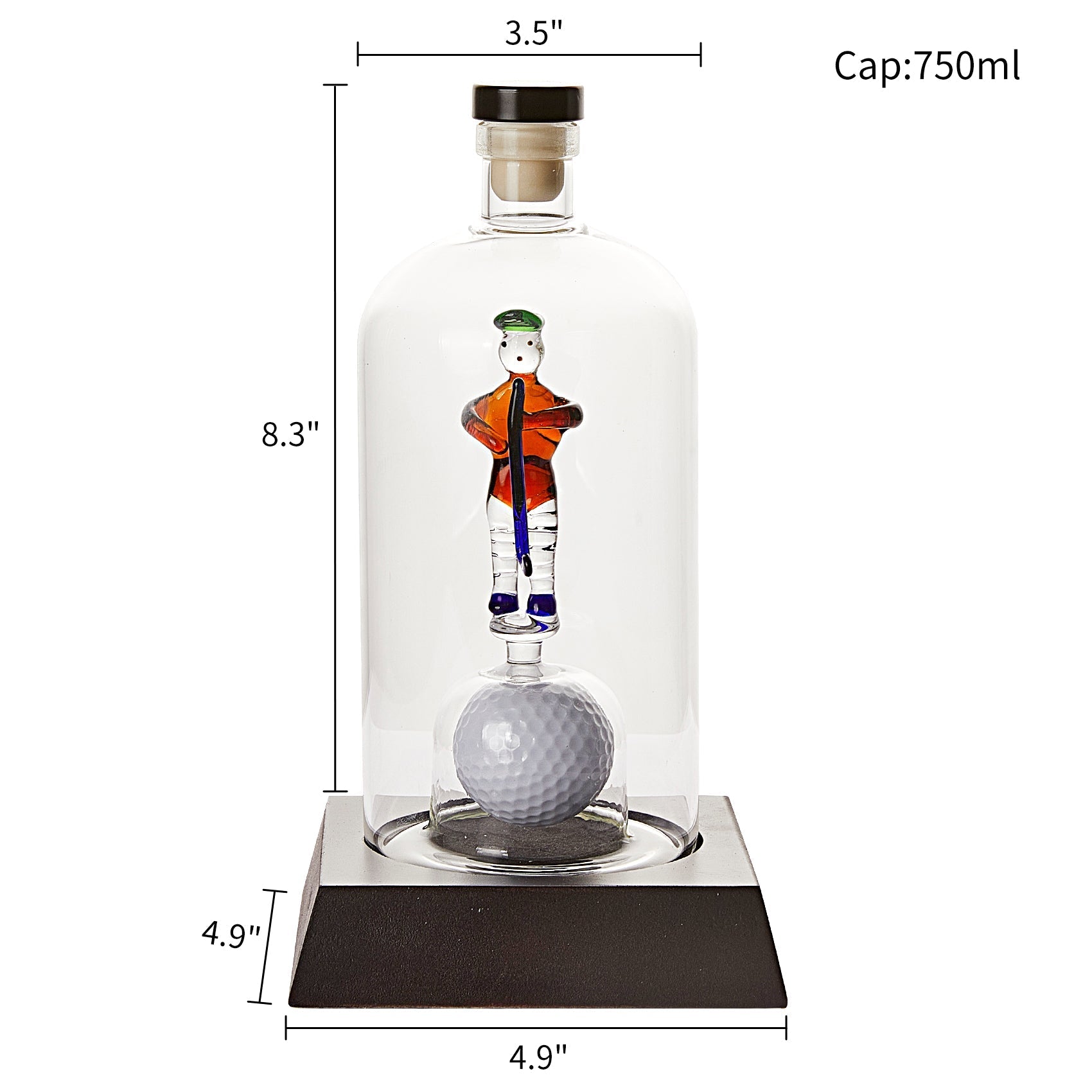 Golfer 750 ml Whiskey Decanter With Golf Figurine And Ball - POPvault