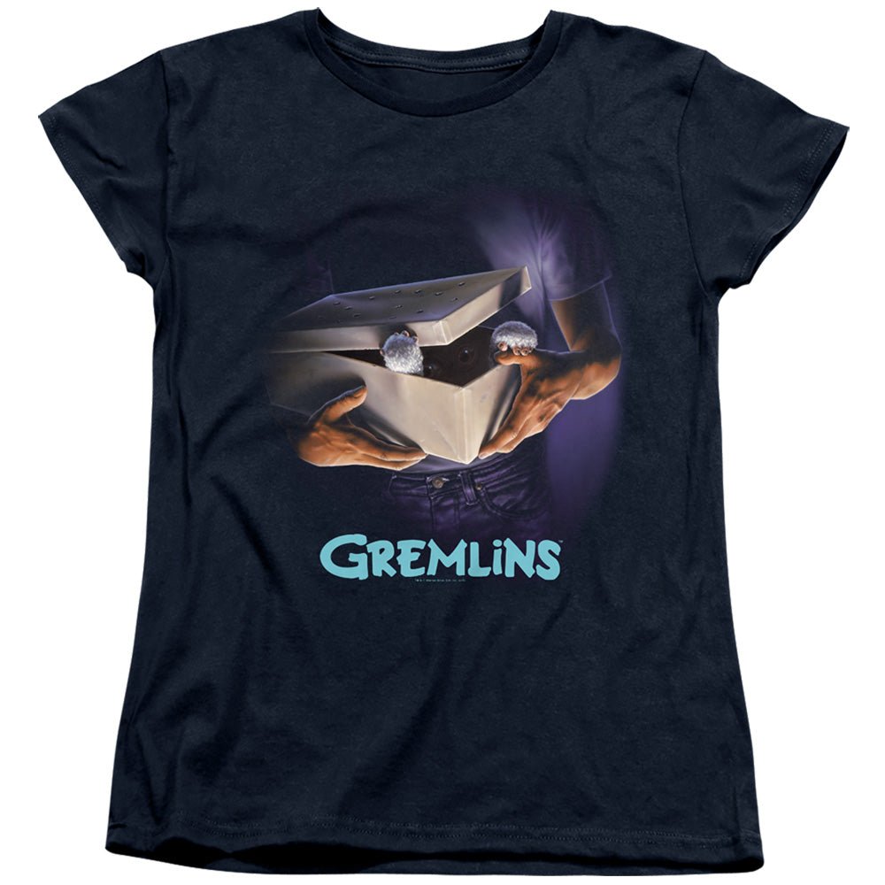 Gremlins Original Poster Womens T Shirt Navy Blue Officially Licensed - POPvault
